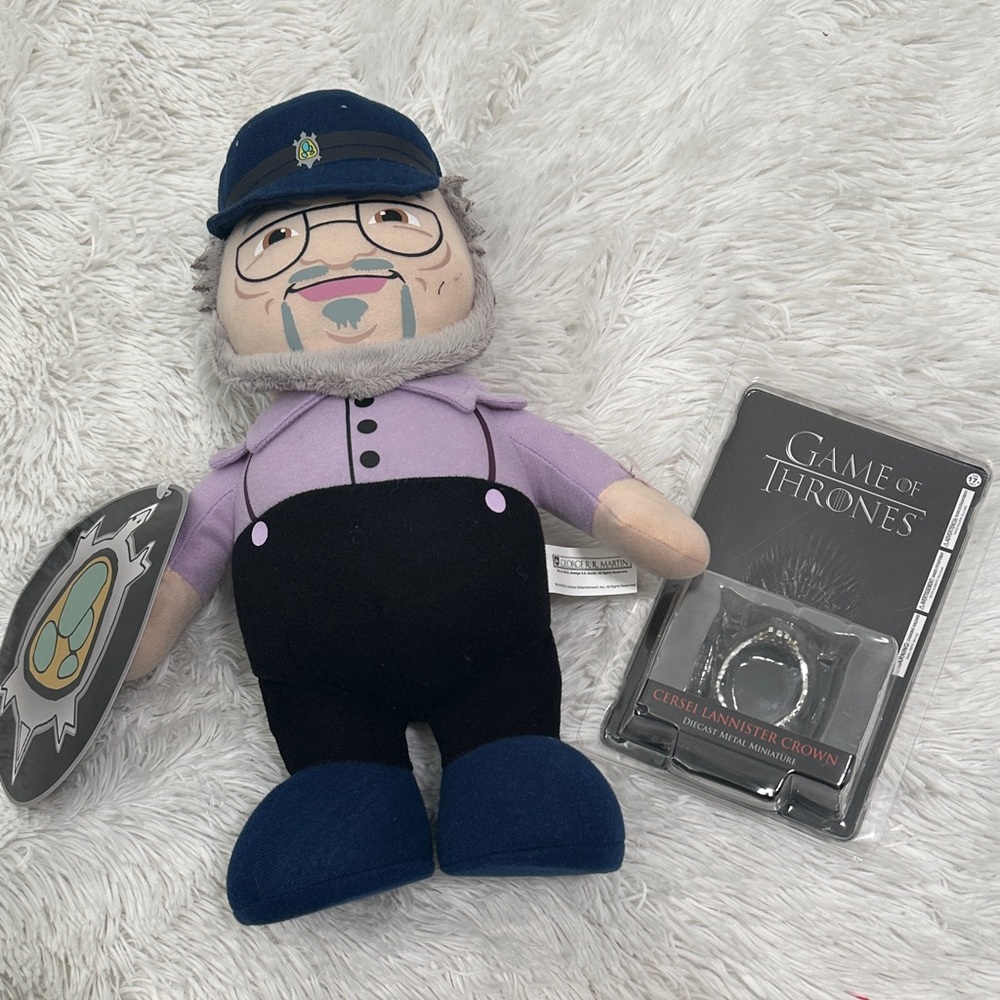 🕯️ NWT George R.R. Martin Talking Plush & Cersei Lannister Crown Game of Thrones